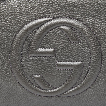 Gucci Metallic Pebbled Calfskin Medium Soho Chain Hobo Sasso 12 of 14