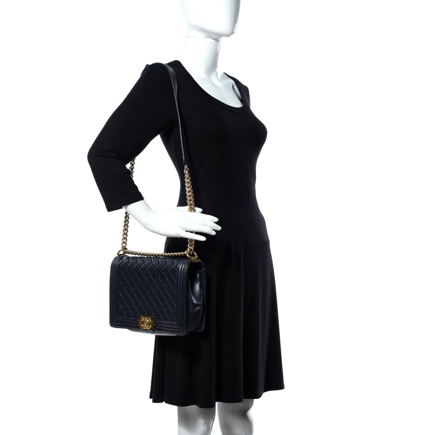 Chanel Lambskin Quilted New Medium Boy Flap Navy Blue 2 of 17