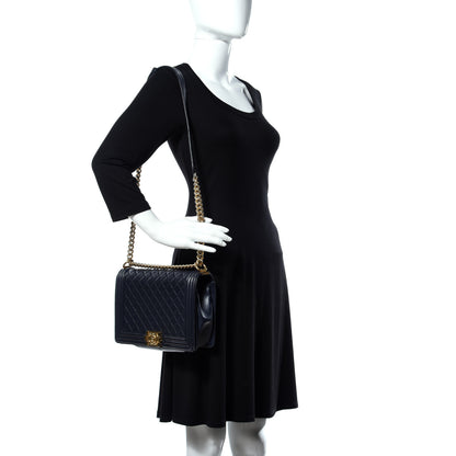 Chanel Lambskin Quilted New Medium Boy Flap Navy Blue 2 of 17