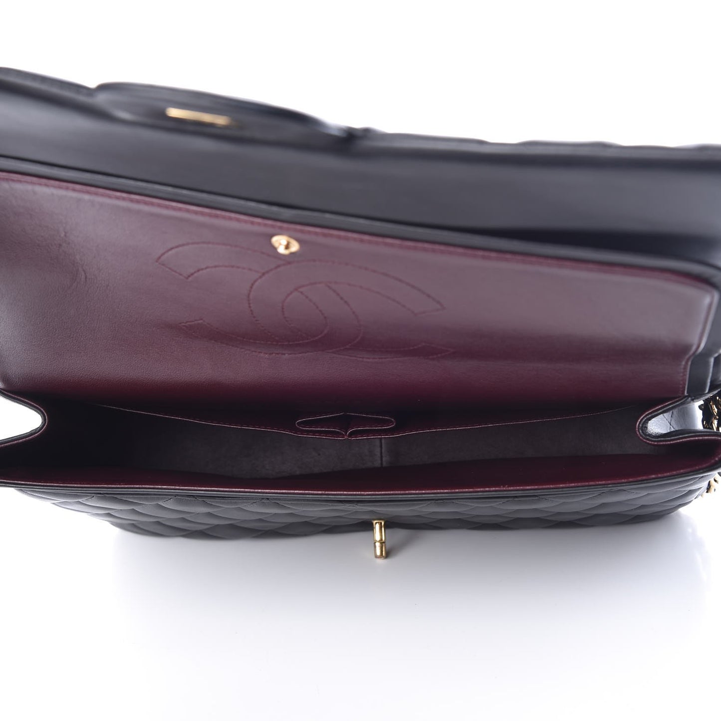 Lambskin Quilted Maxi Double Flap Black
