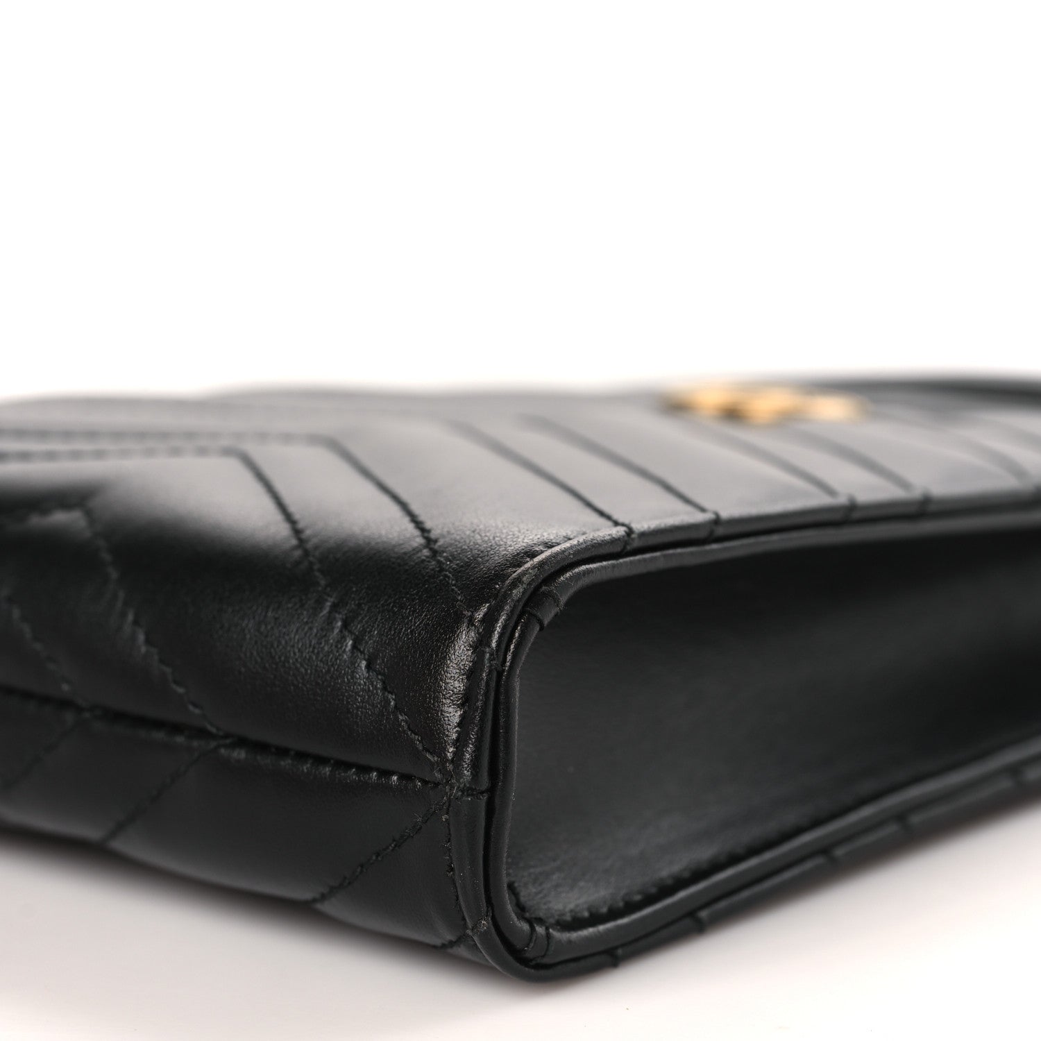 Gucci Calfskin Matelasse Mini GG Marmont Top Slip Handle Crossbody Bag Black 8 of 9