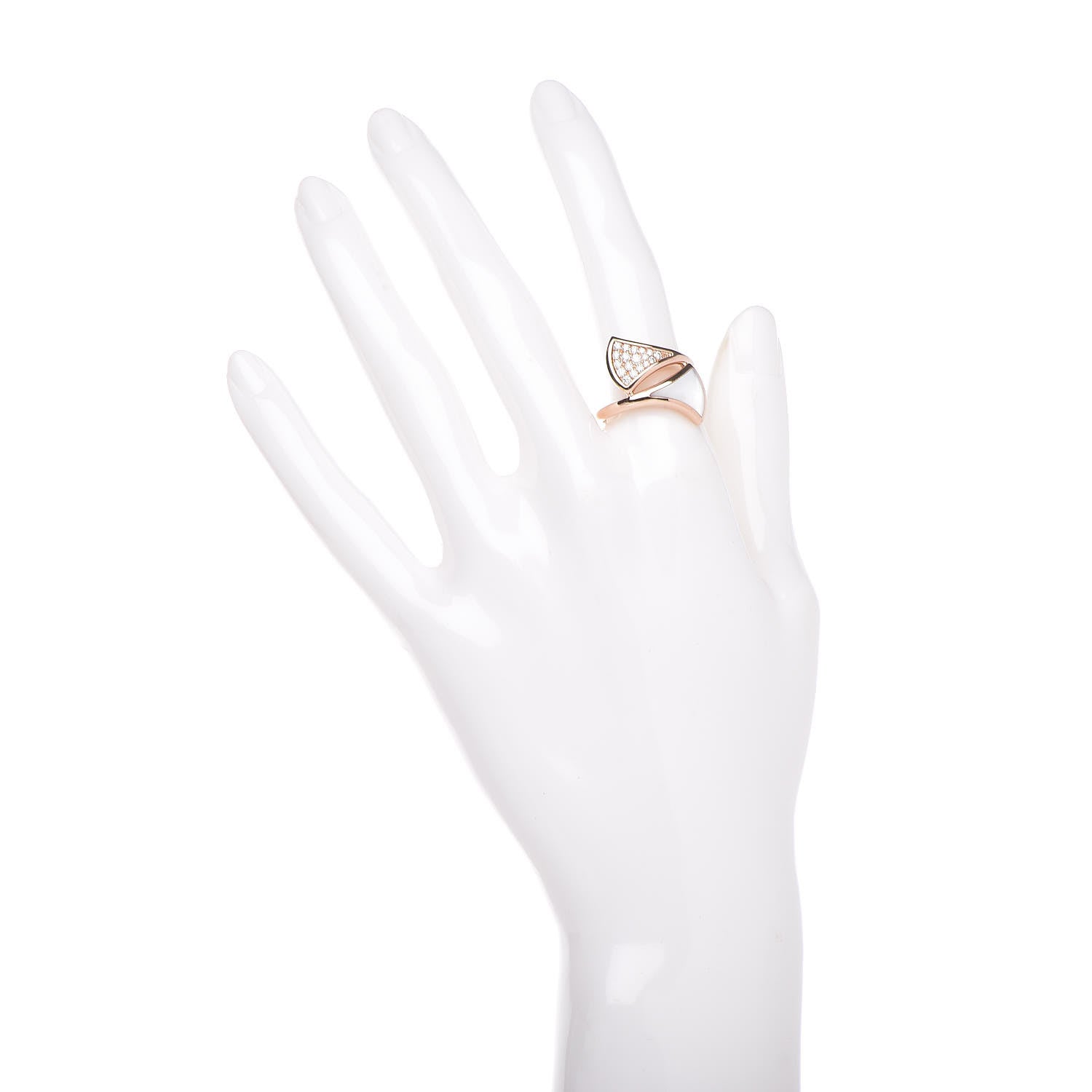 Bulgari 18K Rose Gold Mother of Pearl Diamond Divas' Dream Ring 54 6.75 2 of 7
