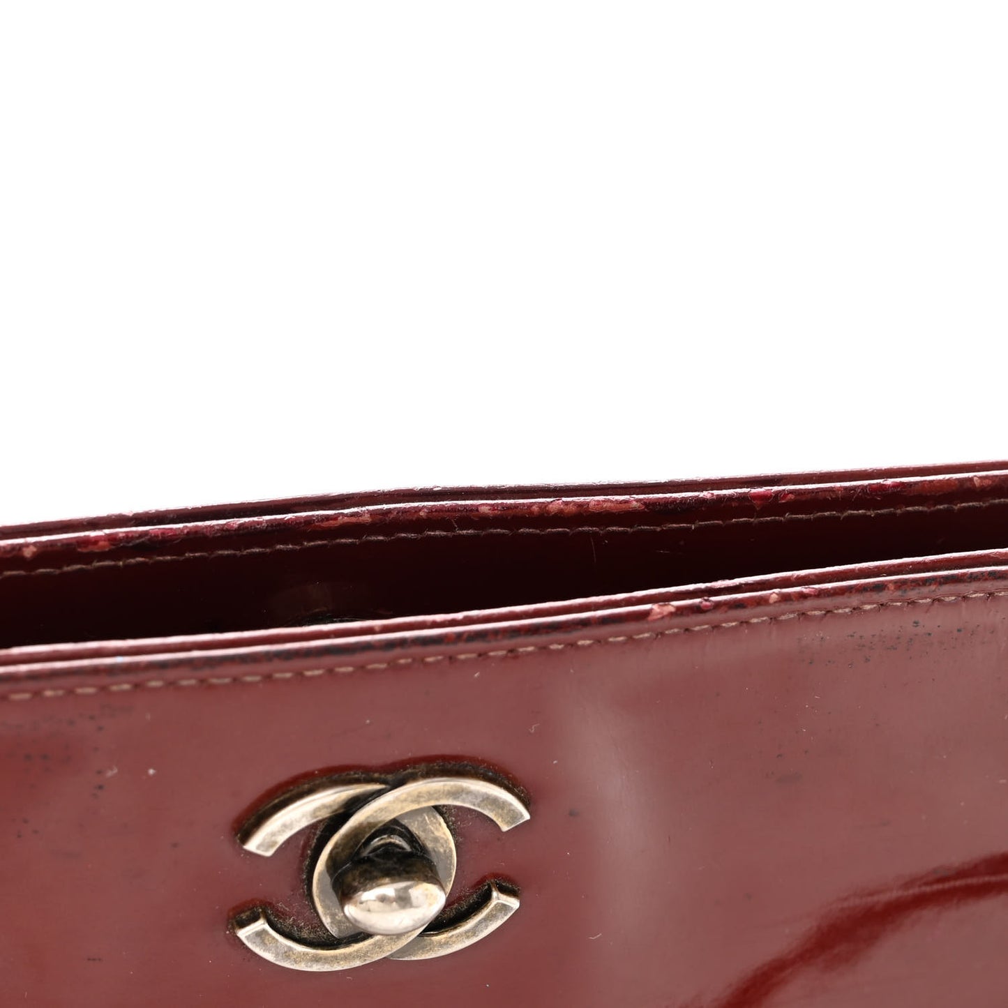 Patent Bijoux Chain Shoulder Bag Rust Red