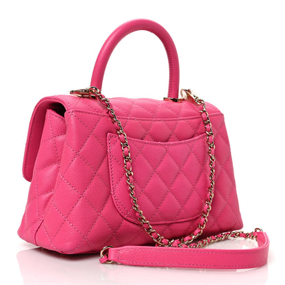 Chanel Caviar Quilted Mini Coco Handle Flap Rose 3 of 9