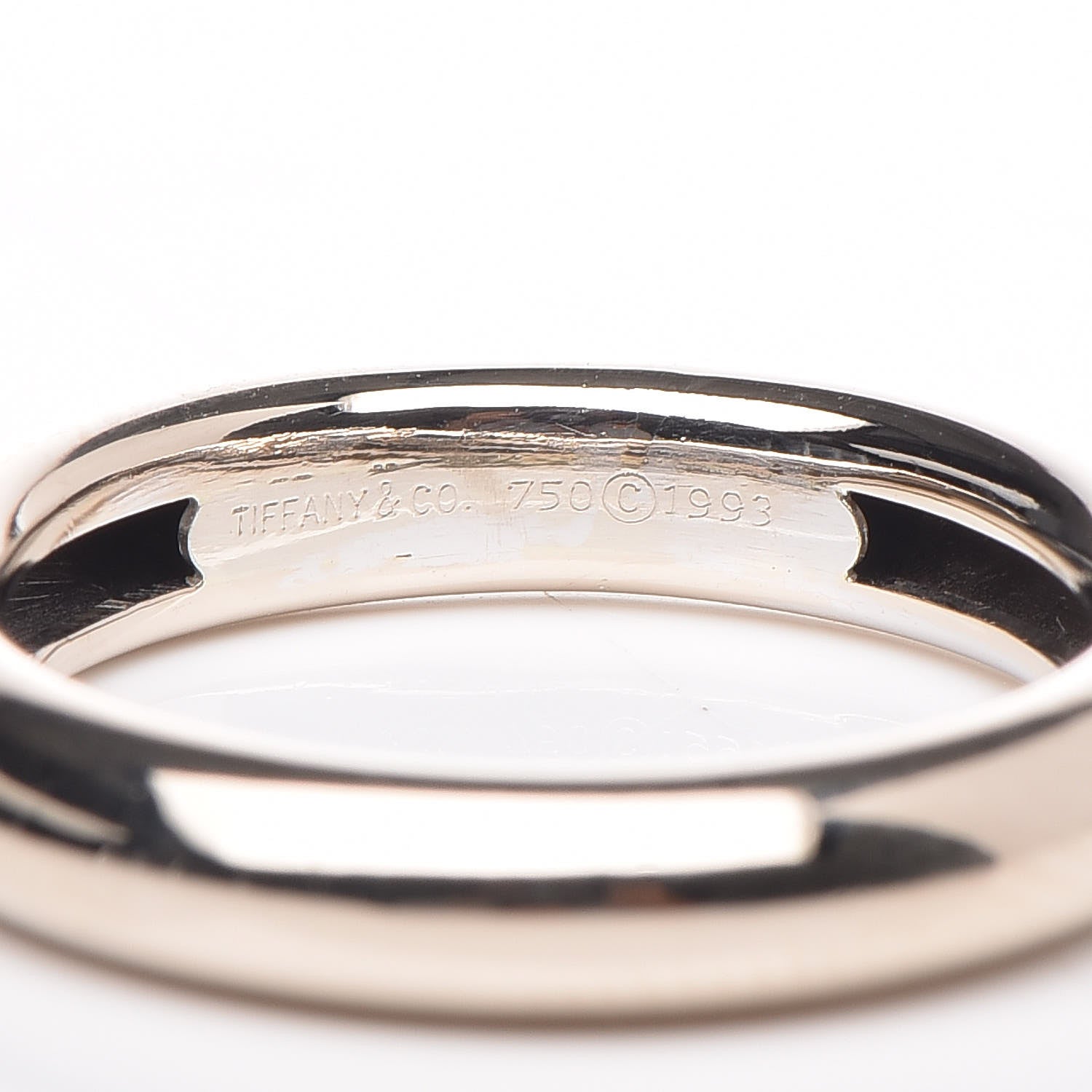 Tiffany 18K White Yellow Gold Heart Band Ring 51 5.75 4 of 4