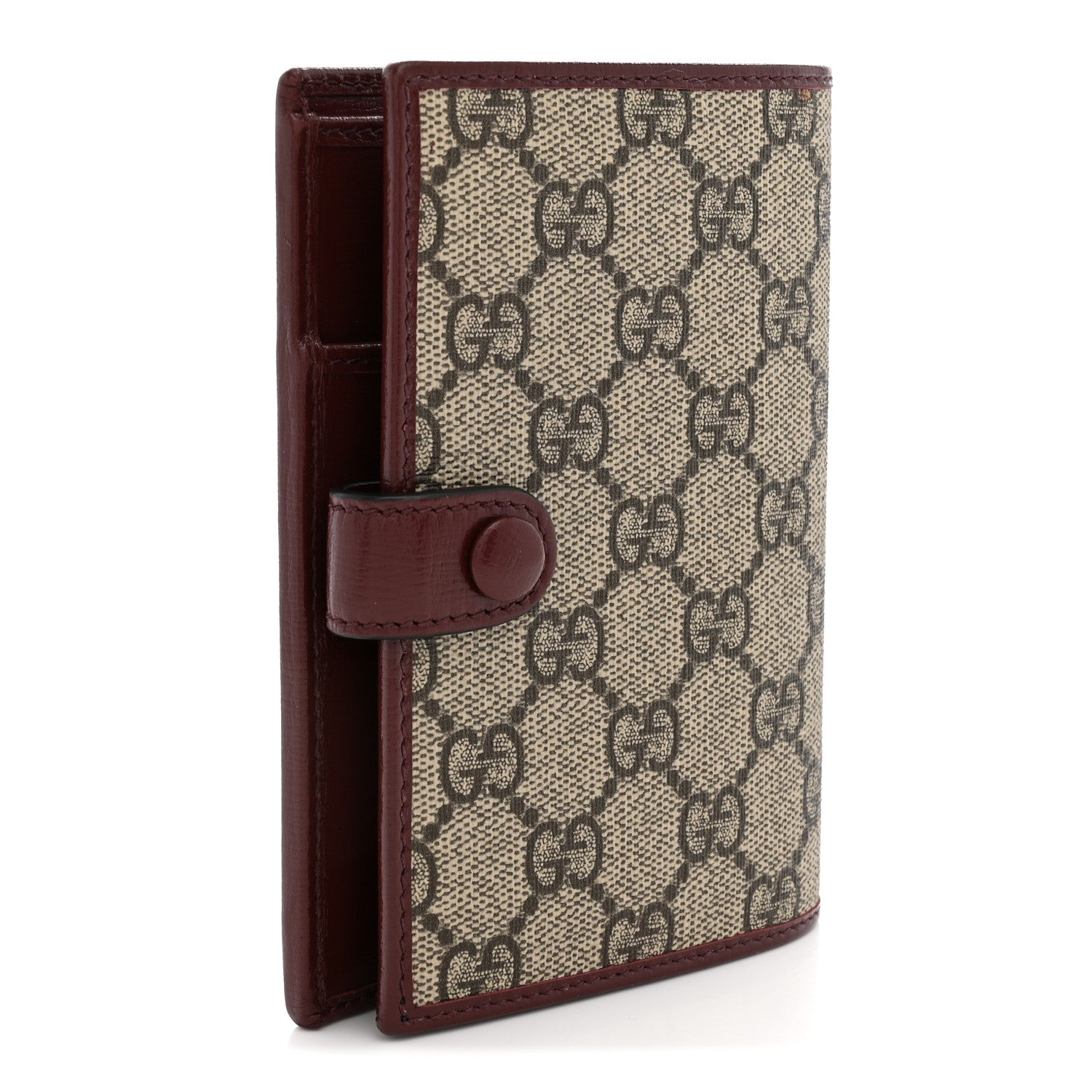 Gucci GG Supreme Monogram Azalea Calfskin Retro Interlocking G Passport Case Beige Red 3 of 8