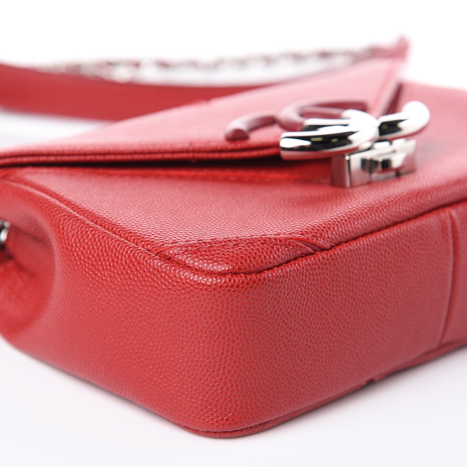 Chanel Caviar Macro Chevron Small Single Flap Red 8 of 13