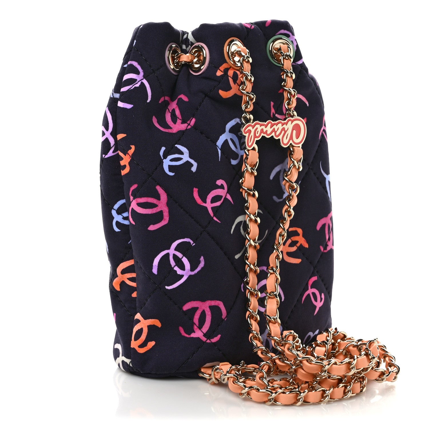 Chanel Printed Fabric Quilted Camellia Backpack Black Multicolor 4 of 10