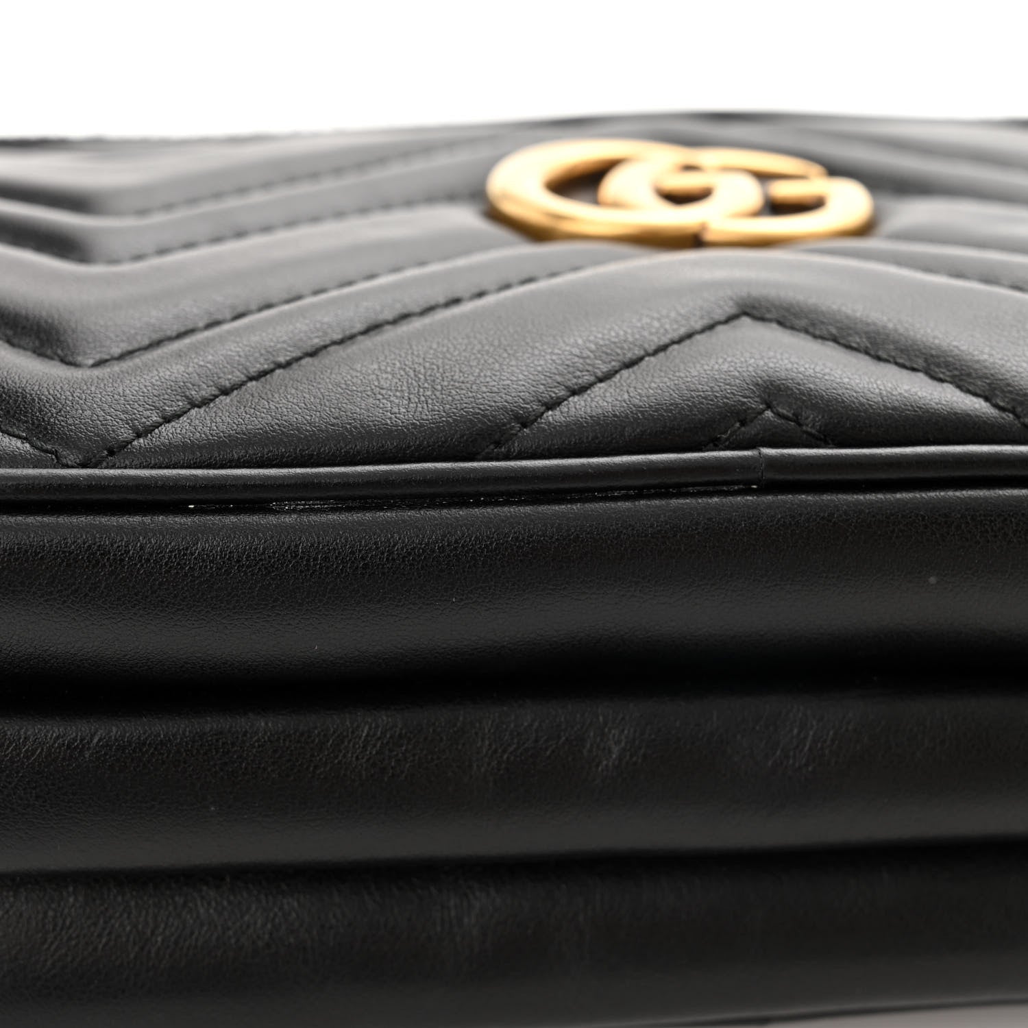 Gucci Calfskin Matelasse Mini GG Marmont Chain Crossbody Bag Black 13 of 14