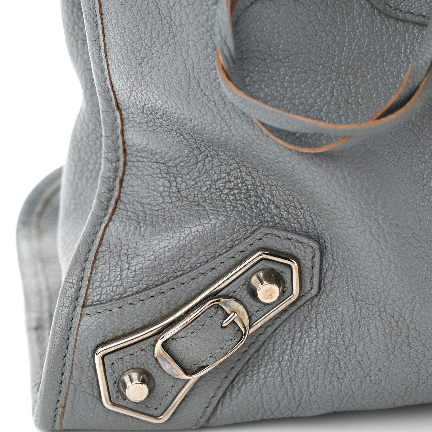 Chevre Silver Metallic Edge Hardware City Bleu Acier