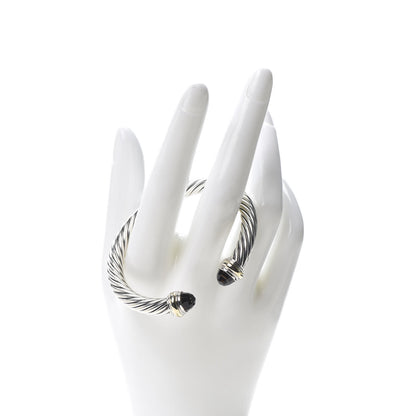 David Yurman Sterling Silver 14K Yellow Gold Smoky Quartz 7mm Cable Classics Bracelet 2 of 5