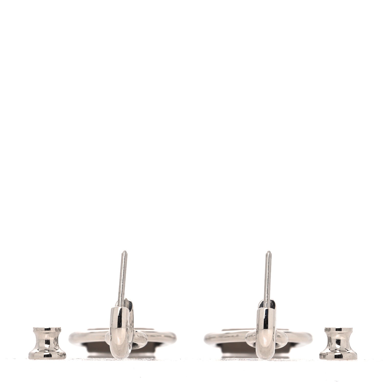 Hermes Palladium Swift Small Heritage Equestre Etrier Earrings Etoupe 3 of 5