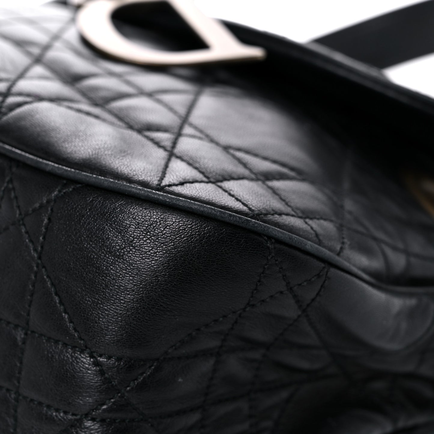Lambskin Cannage Flap Messenger Bag Black