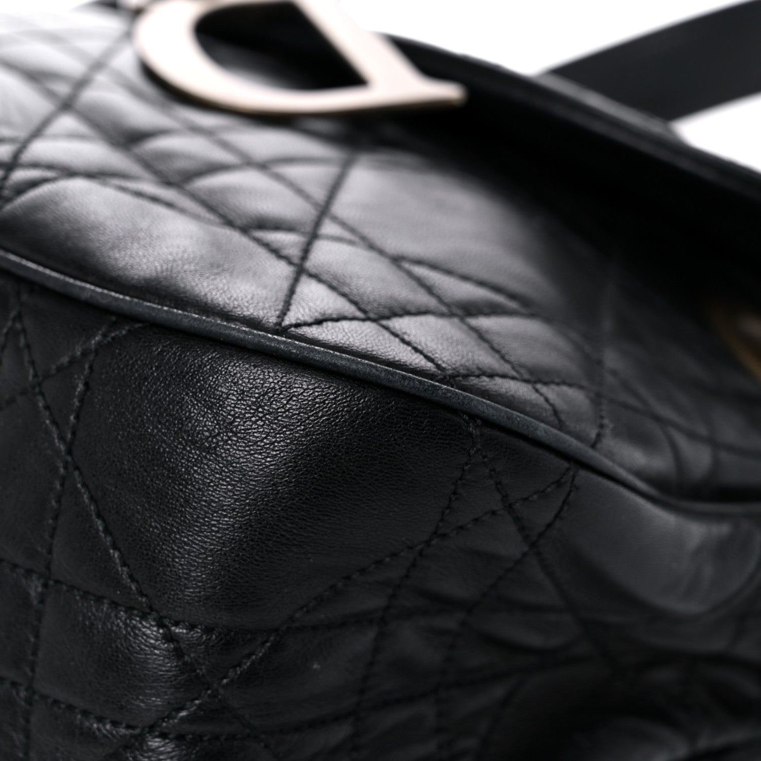 Christian Dior Lambskin Cannage Flap Messenger Bag Black 8 of 19