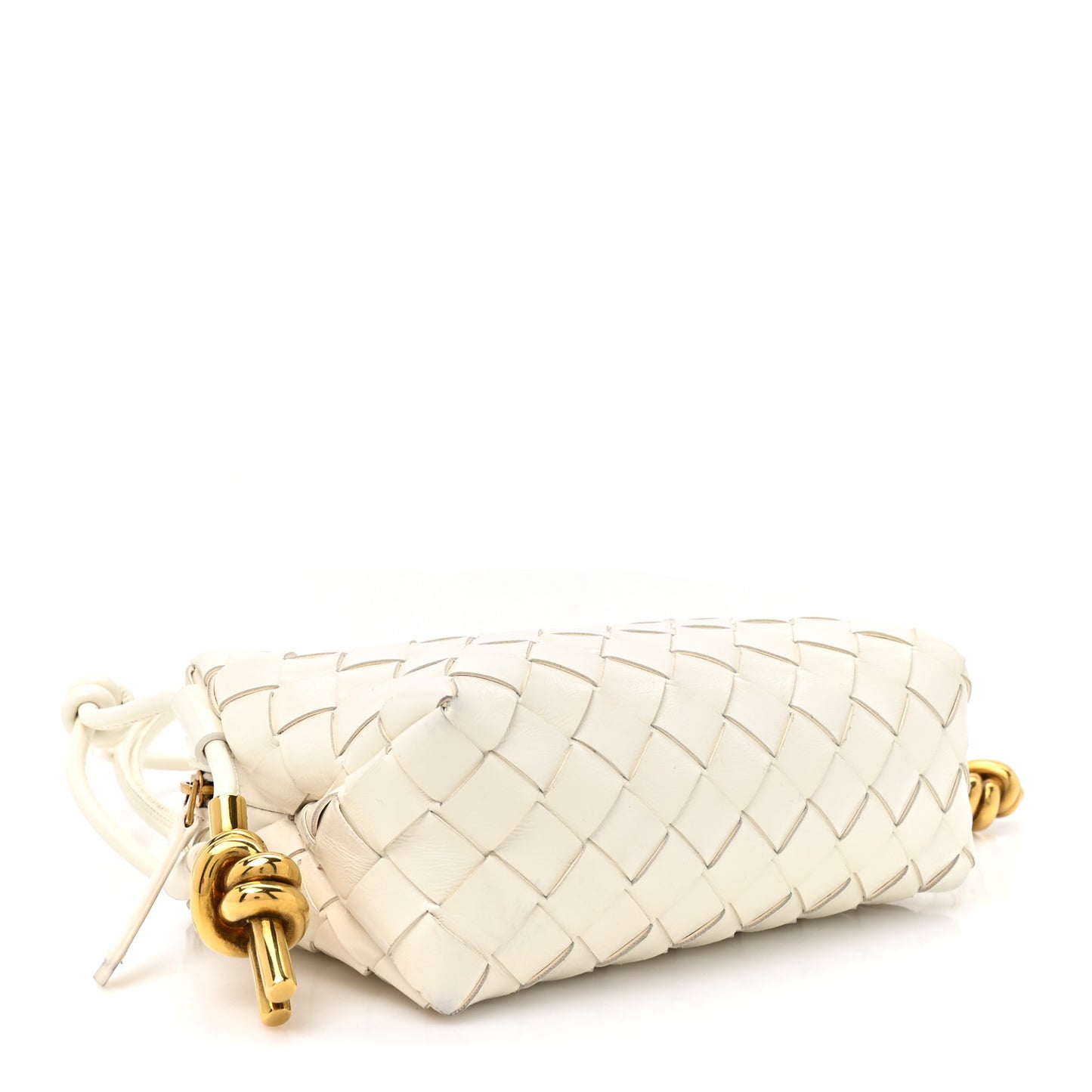 Polished Nappa Intrecciato Metal Knots Mini Loop Camera Bag Bone
