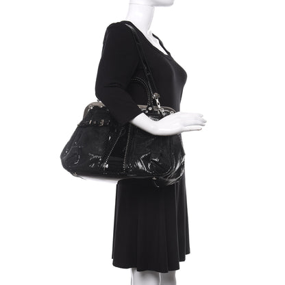 Versace Patent Embossed Frame Satchel Black 2 of 12