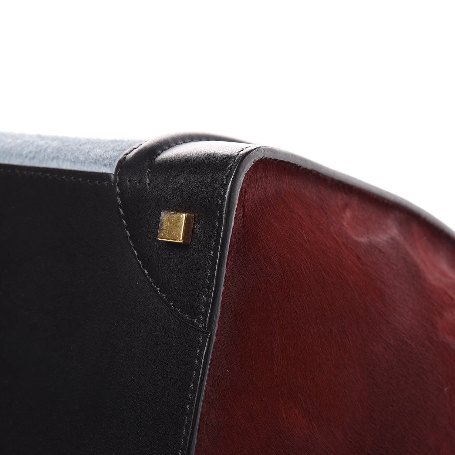 Celine Pony Hair Mini Tri-Color Luggage Baby Blue Burgundy Black 10 of 16
