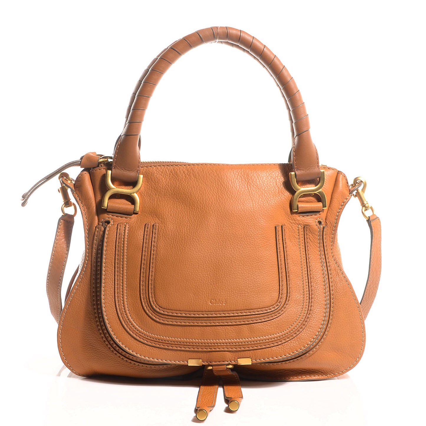Calfskin Medium Marcie Satchel Brown Sugar