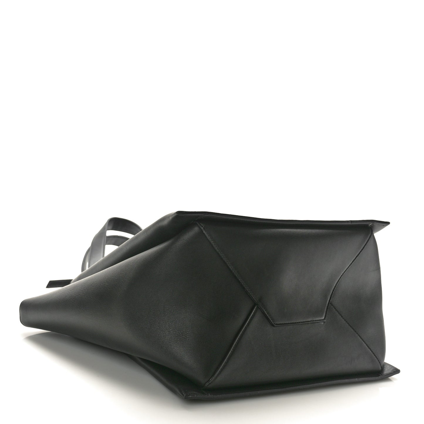 Supple Natural Calfskin Vertical Tri-Fold Bag Black