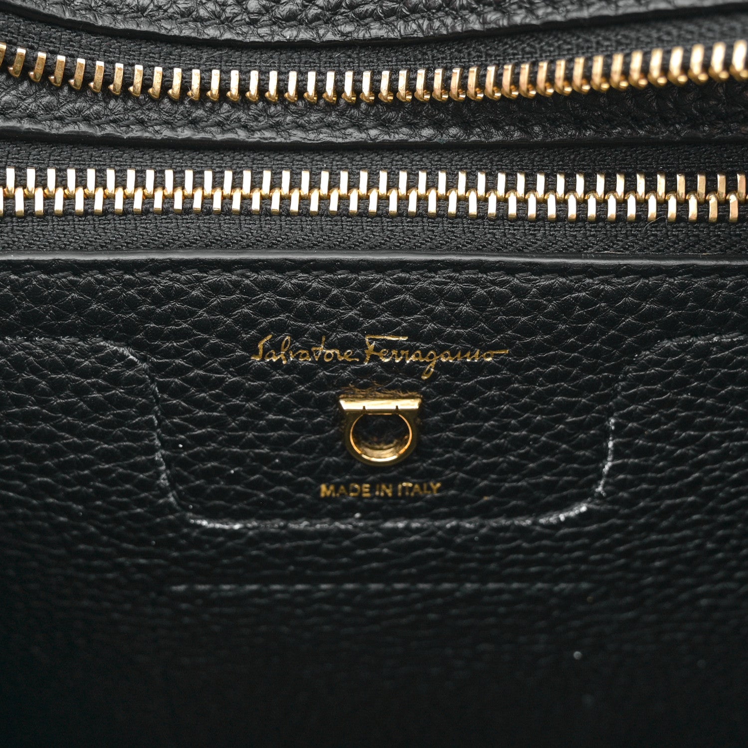 Salvatore Ferragamo Grained Calfskin Double Handle Small Amy Tote Black 6 of 11
