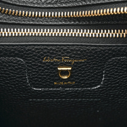 Salvatore Ferragamo Grained Calfskin Double Handle Small Amy Tote Black 6 of 11