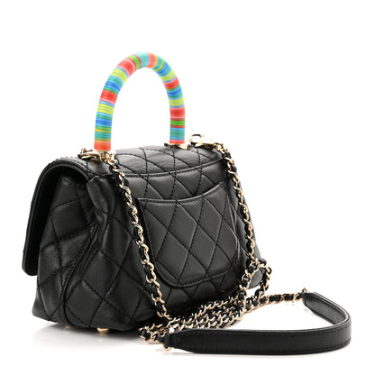 Chanel Goatskin Quilted Rainbow Extra Mini Coco Handle Flap Black 3 of 10