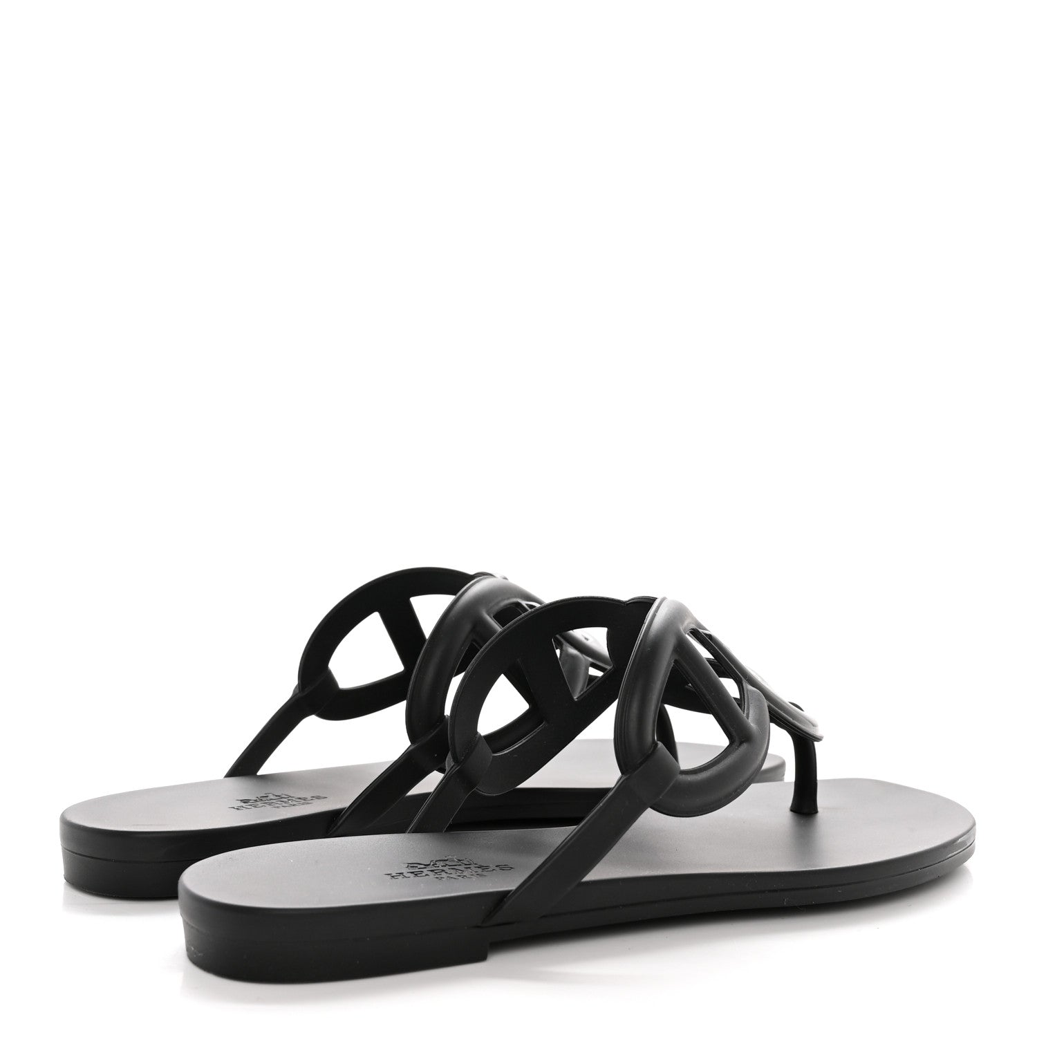 Hermes Rubber Womens Egerie Sandals 35 Black 4 of 8