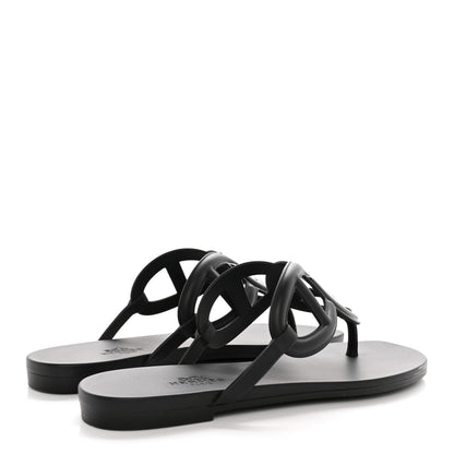 Hermes Rubber Womens Egerie Sandals 35 Black 4 of 8