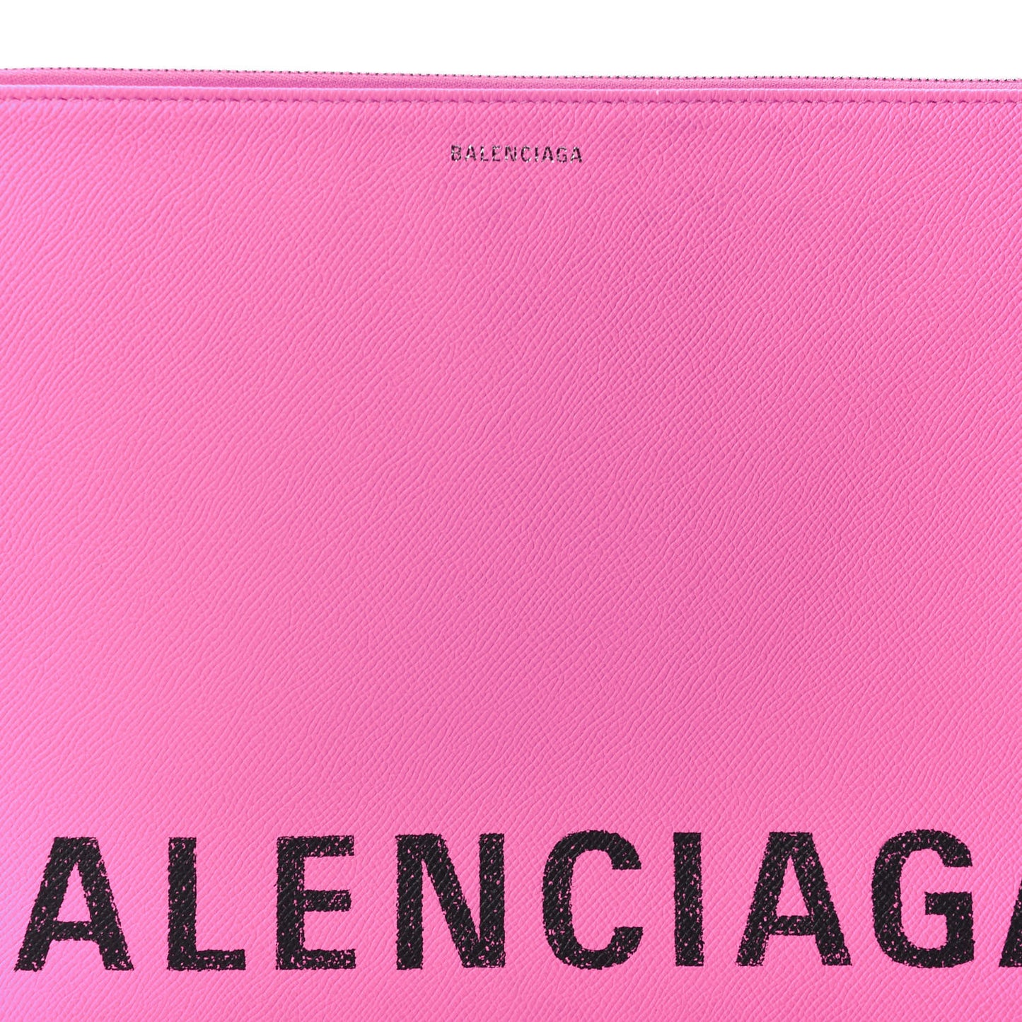 Calfskin Logo Large Zip Pouch Acid Pink