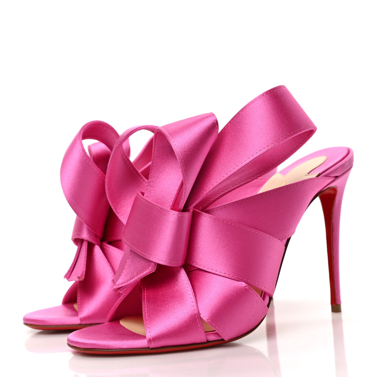 Christian Louboutin Satin Bow Slides 38.5 Fuchsia 3 of 7