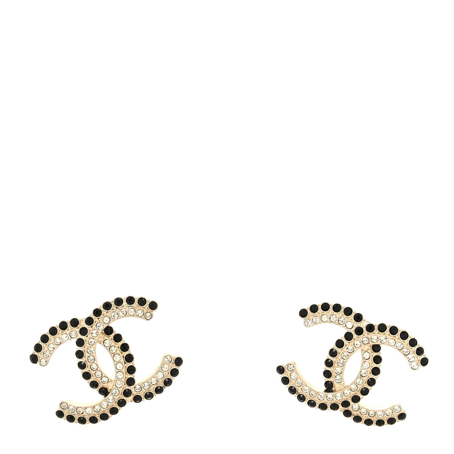 Crystal CC Earrings Black Gold