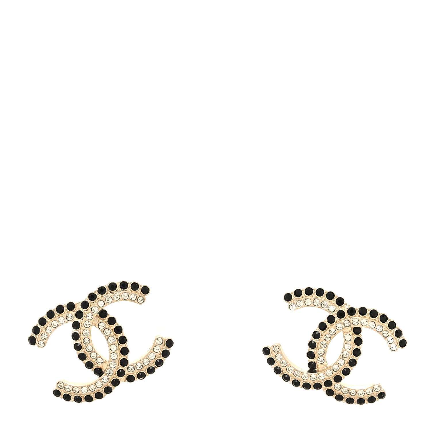 Chanel Crystal CC Earrings Black Gold 1 of 4