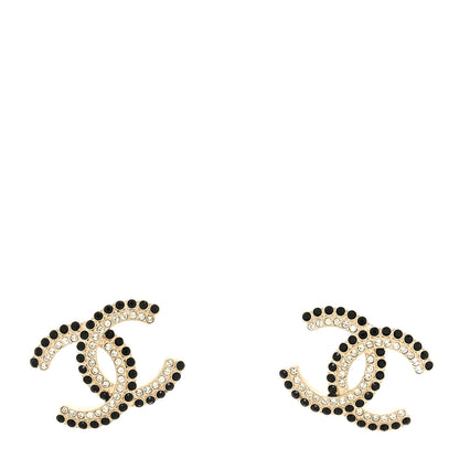 Chanel Crystal CC Earrings Black Gold 1 of 4