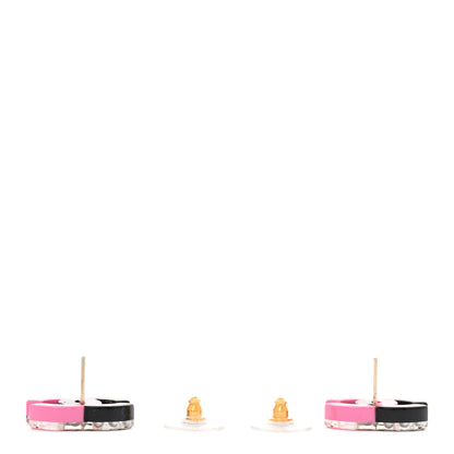 Chanel Resin Pearl CC Earrings Black Pink 3 of 5