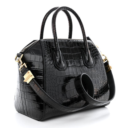 Givenchy Calfskin Crocodile Embossed Small Antigona Black 3 of 11