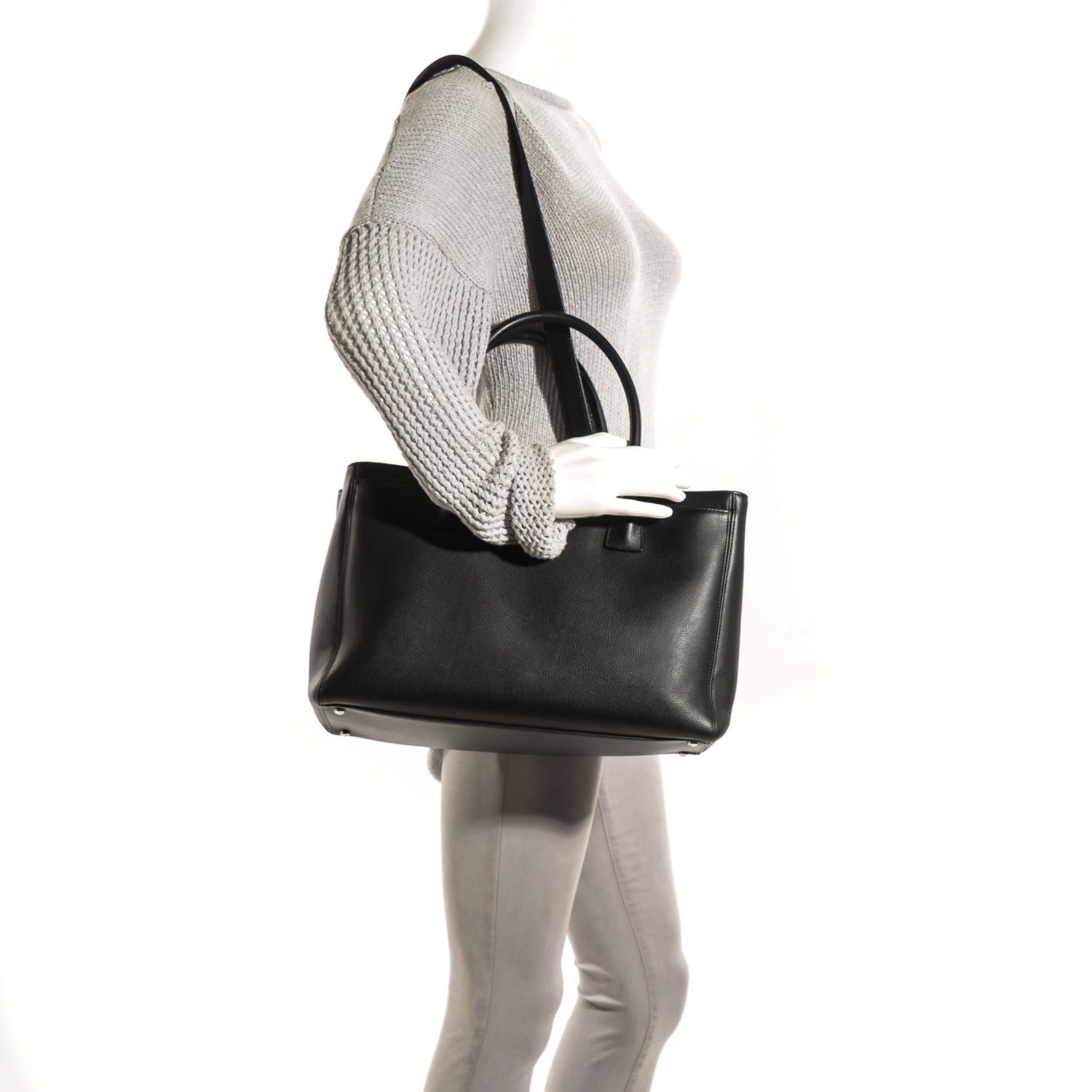 Chanel Calfskin Cerf Executive Shopper Tote Black 2 of 8