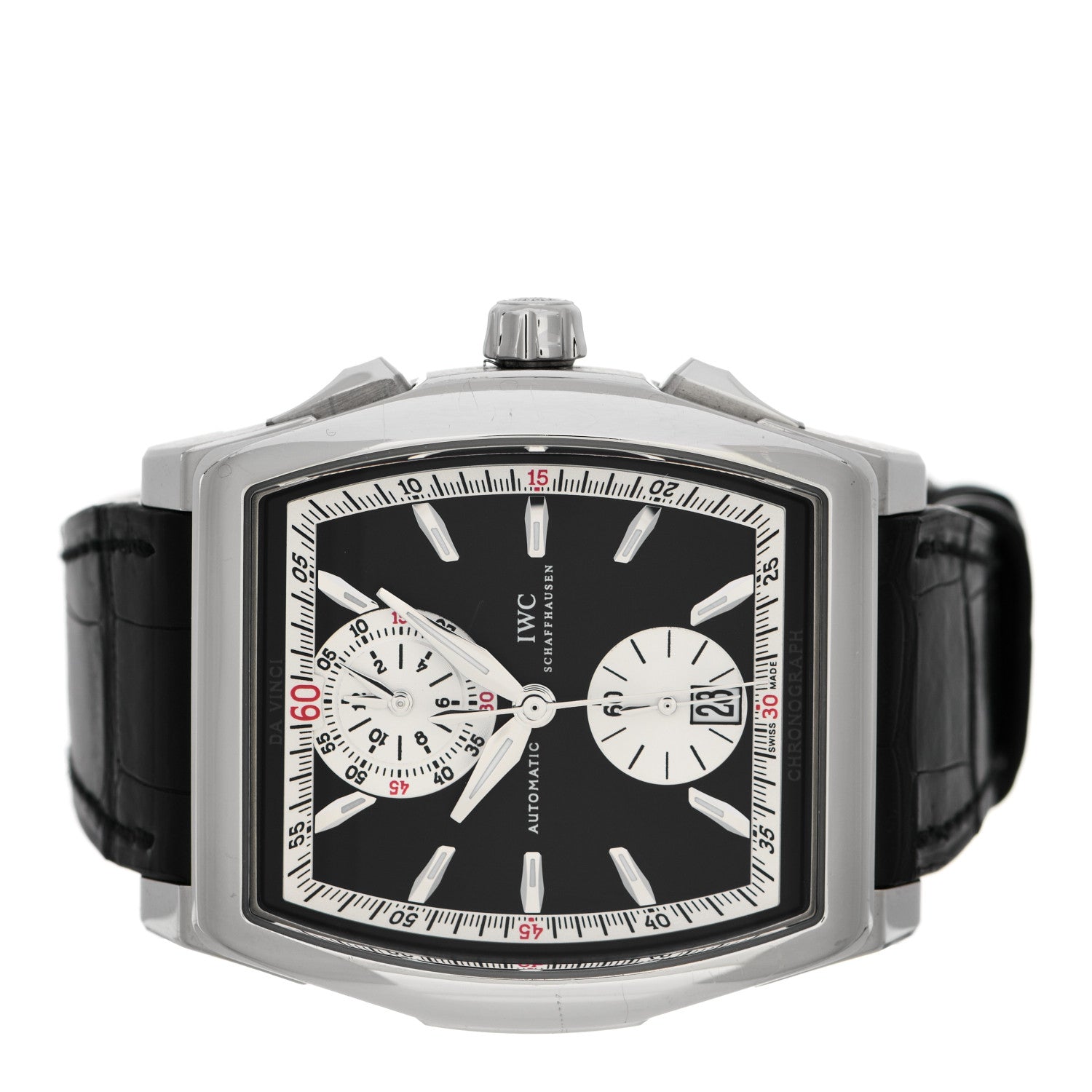 IWC Stainless Steel Alligator 43mm Da Vinci Chronograph Automatic Watch Black IW376403 2 of 5