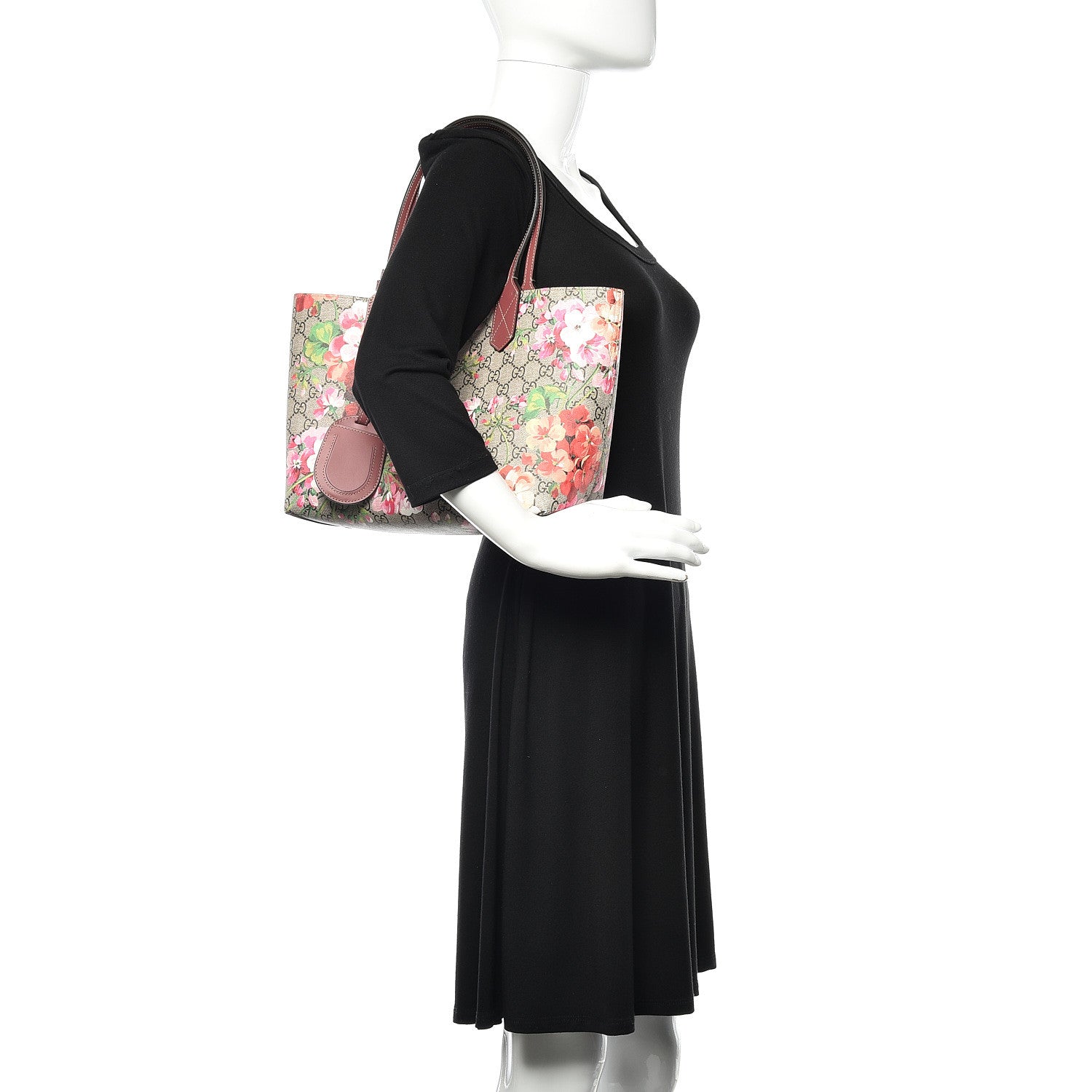 Gucci GG Supreme Monogram Blooms Small Reversible Tote Beige Multicolor Dry Rose 3 of 19