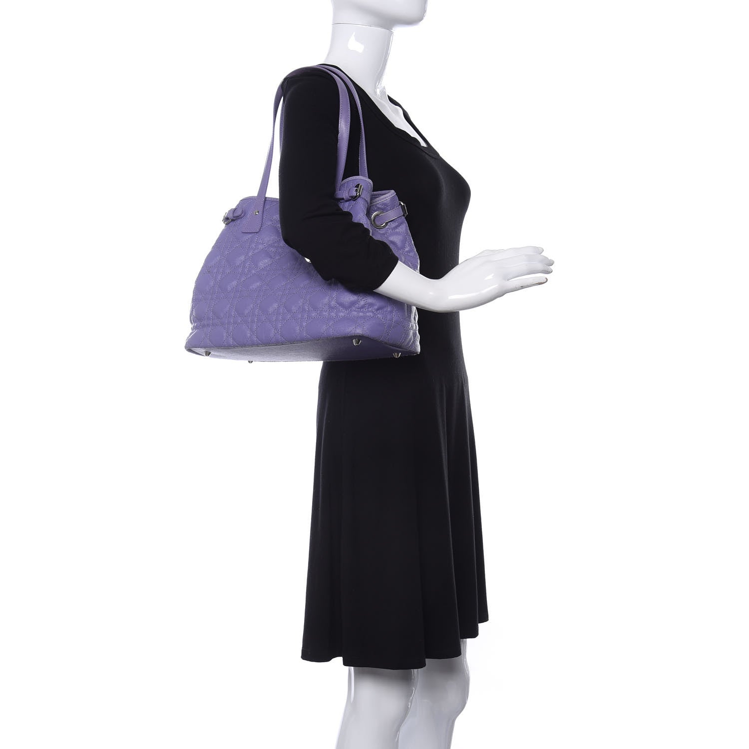 Christian Dior Coated Canvas Cannage Medium Panarea Tote Lilac 2 of 16