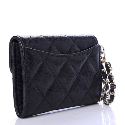 Chanel Caviar Quilted Flap Card Holder Chain Wristlet Black 3 of 9