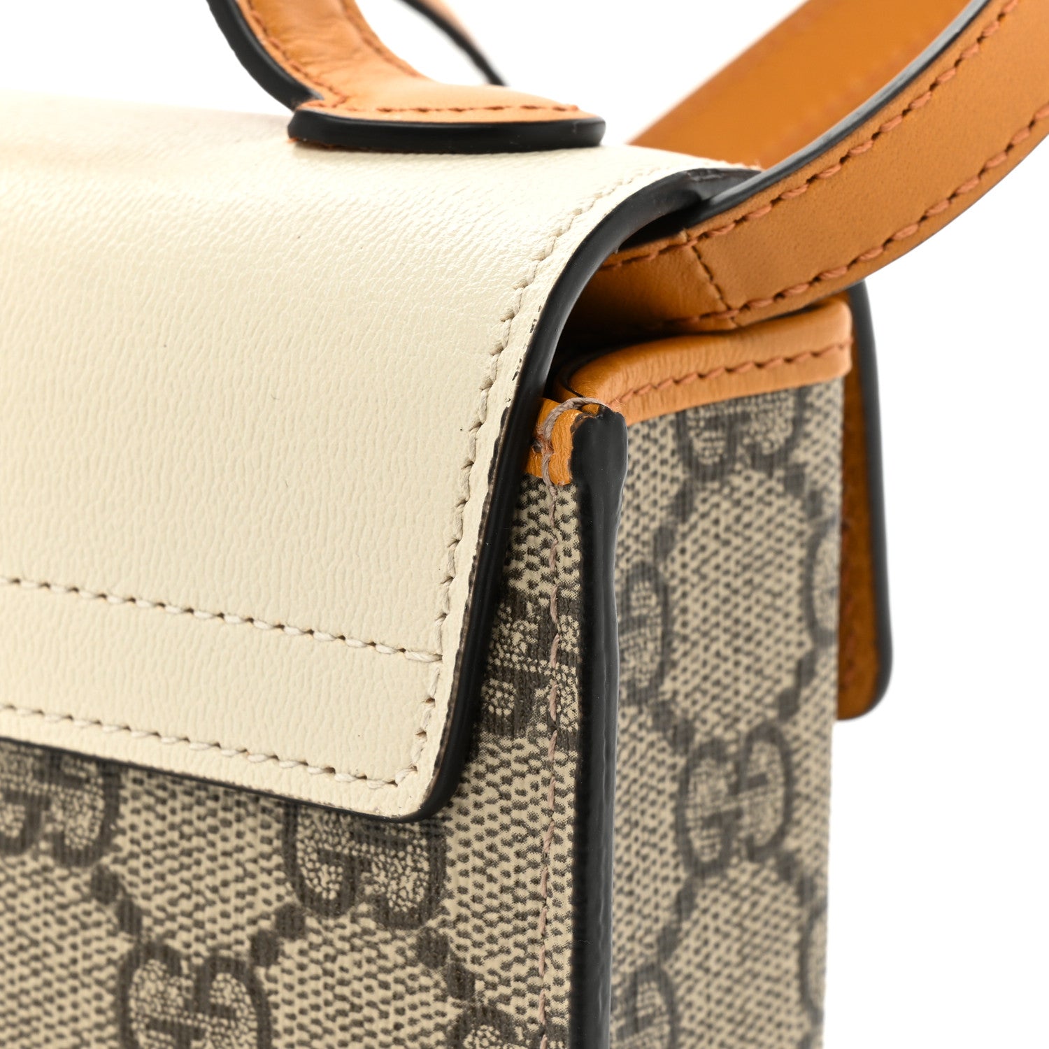 Gucci GG Supreme Monogram New Sakai Calfskin Mini Padlock Top Handle Shoulder Bag Beige Ebony Mystic White Sun Oil 18 of 18