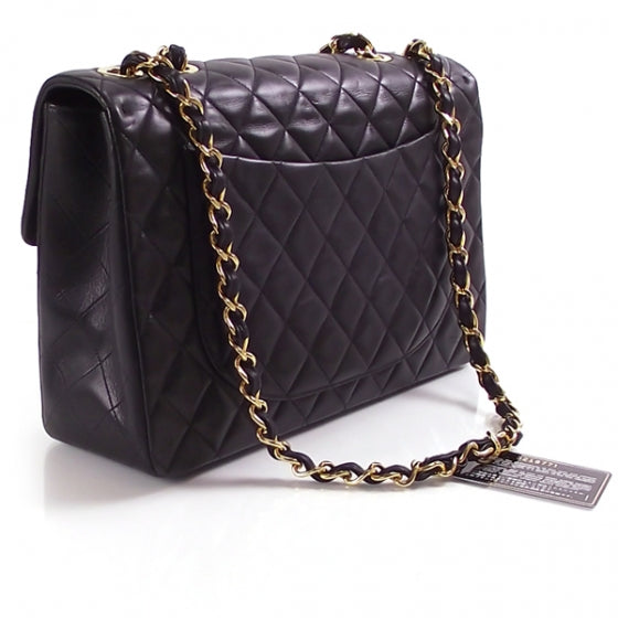 Chanel Vintage Leather Jumbo Classic Flap Black 3 of 13