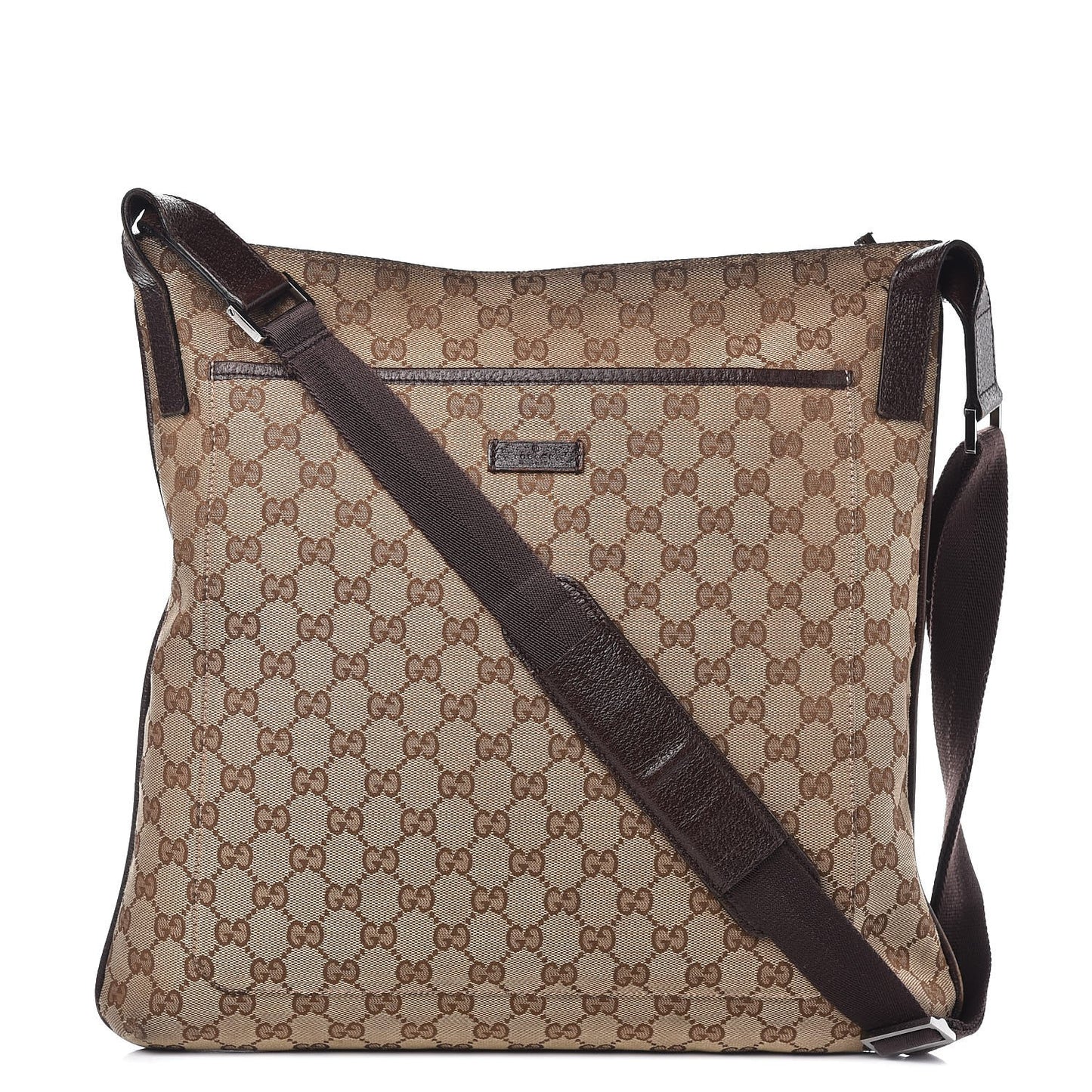 Monogram Large Flat Messenger Bag Dark Brown