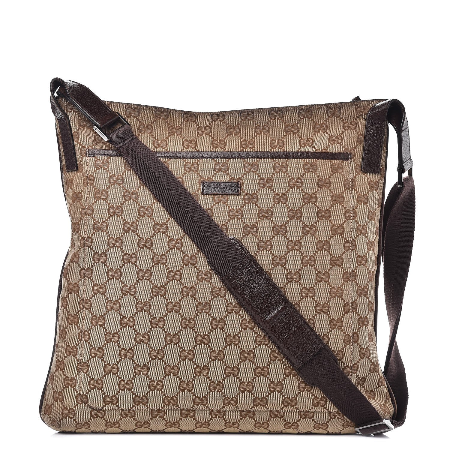Gucci Monogram Large Flat Messenger Bag Dark Brown 1 of 9