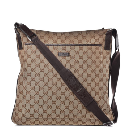 Gucci Monogram Large Flat Messenger Bag Dark Brown 1 of 9