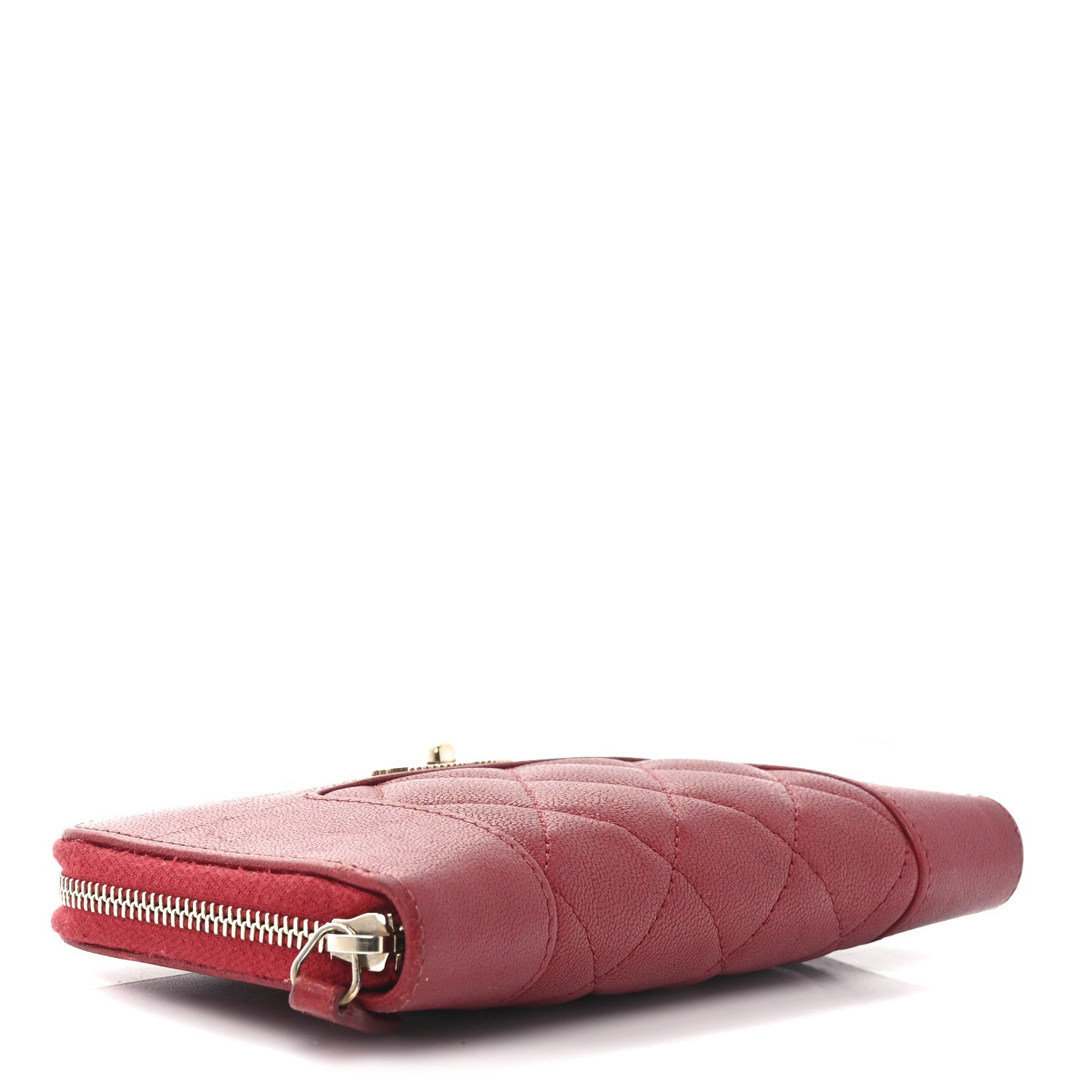 Chanel Sheepskin Quilted Medium Mademoiselle Vintage Zip Around Wallet Red 4 of 9