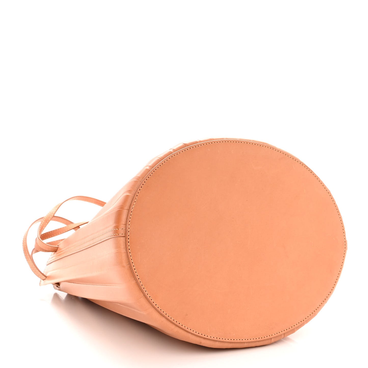 Vegetable Tanned Calfskin Pleated Bucket Bag Camello
