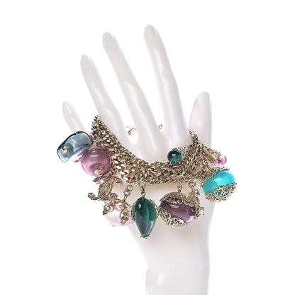 Chanel Resin Beaded CC Chain Charm Bracelet Gold Multicolor 2 of 5