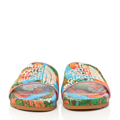 Gucci X THE NORTH FACE Nylon Floral Mens Slides 8 Military Green Orange Soft Pink 2 of 8