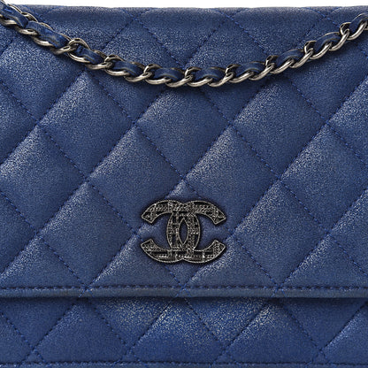 Chanel Iridescent Calfskin Quilted Wallet on Chain WOC Blue 14 of 14